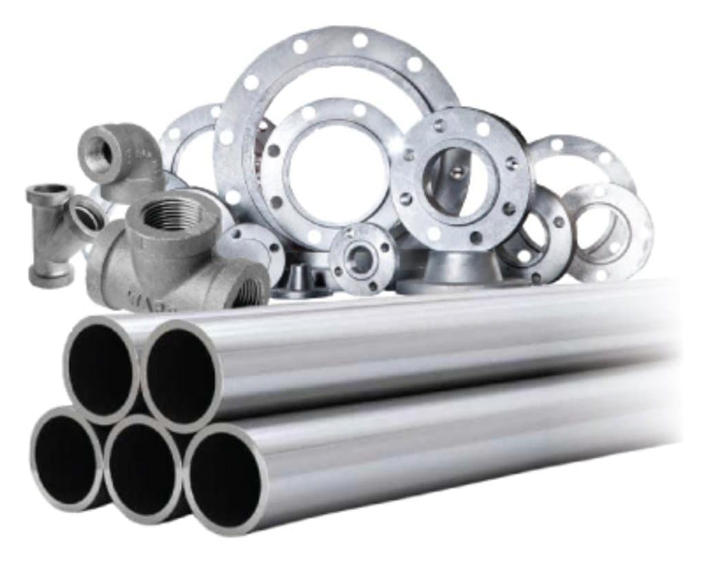 Mild steel and stainless steel pipes, flanges and fittings